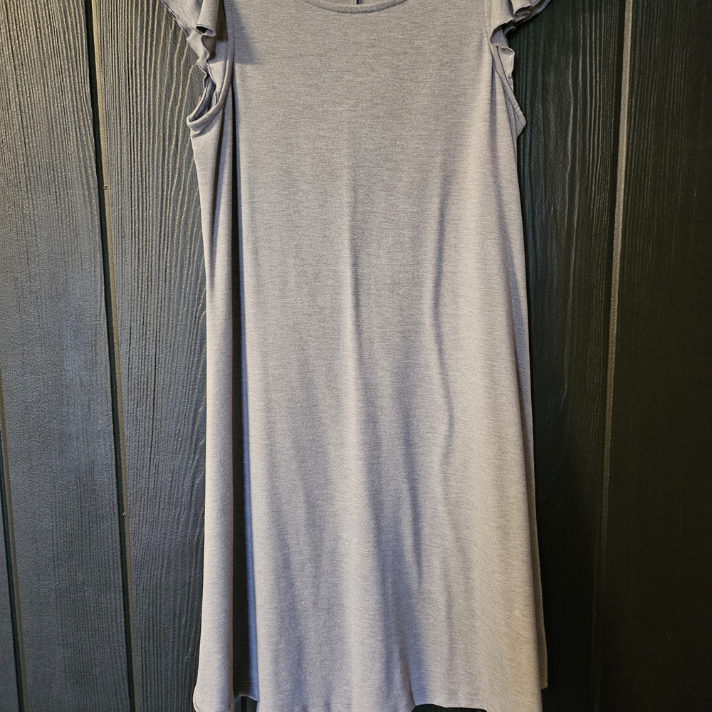 Chic Gray Ruffle Sleeve Mini Dress